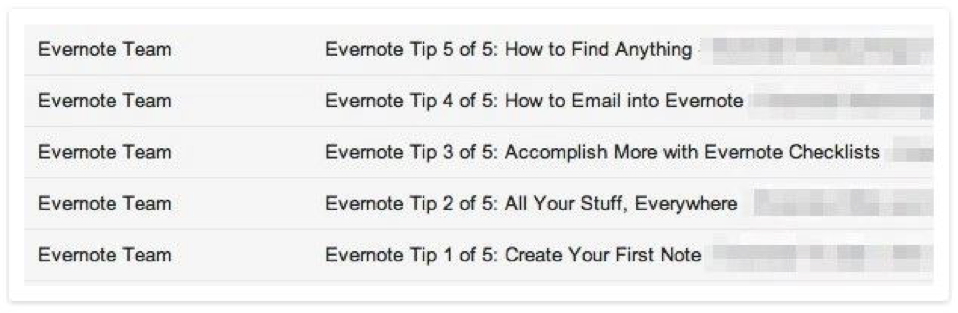 Пример информационной рассылки Evernote